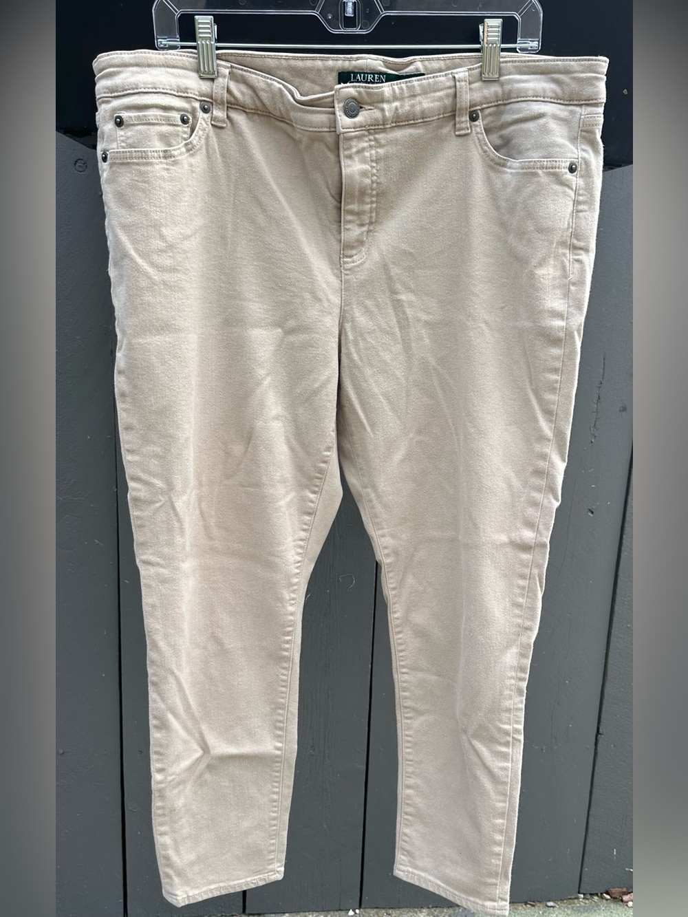 LRL Ralph Lauren Tan Khaki Premier Skinny Ankle Jeans Pants 16W